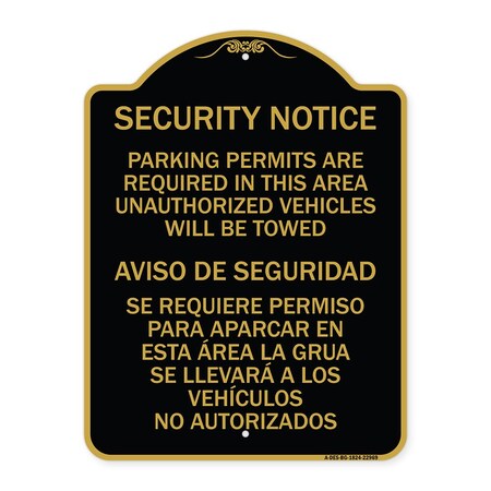 Signmission Parking Permits Are Required in This Area Unauthorized Vehicles Will Be Towed Aviso, BG-1824-22969 A-DES-BG-1824-22969